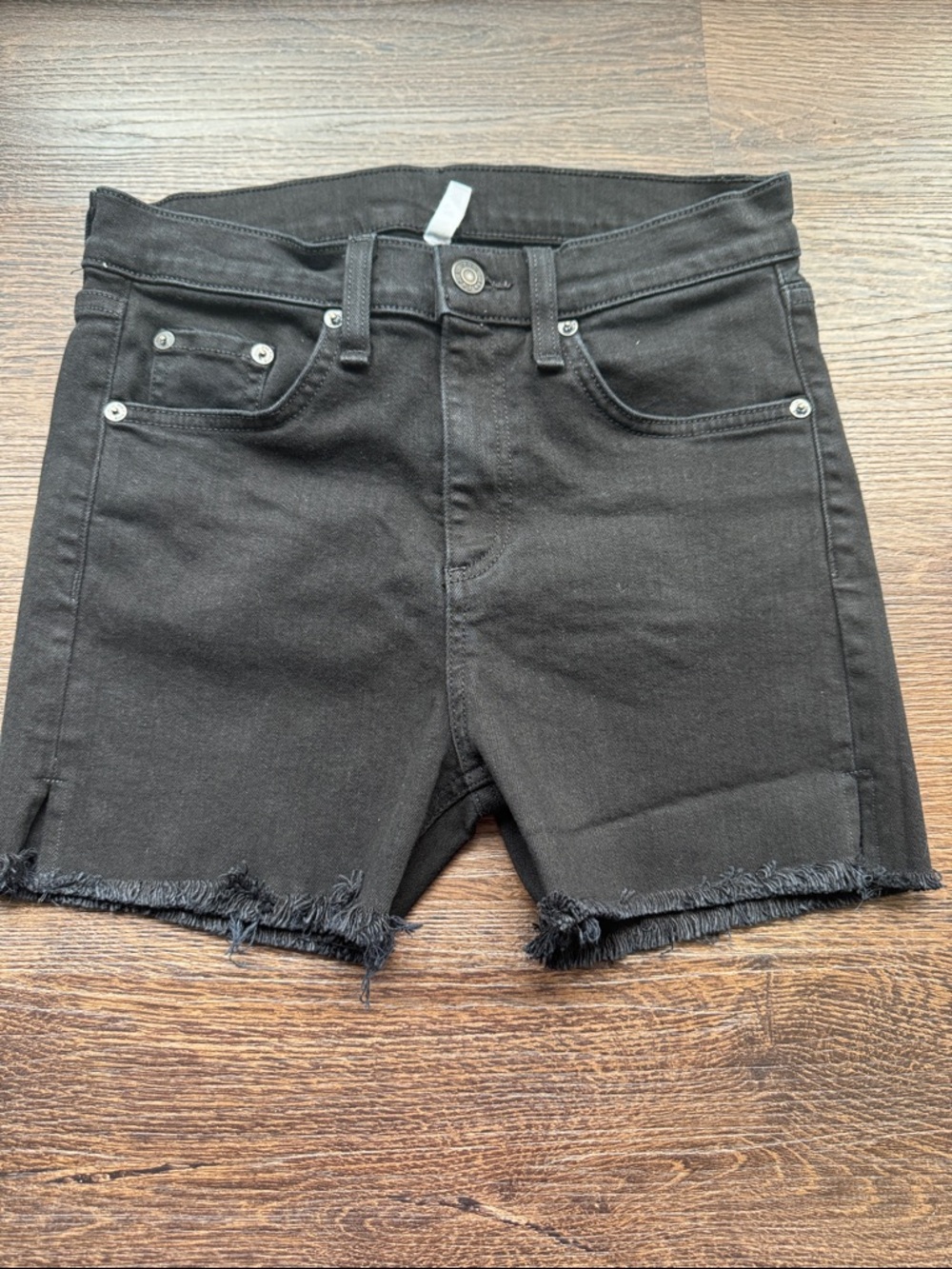 rag & bone Black Frayed Hem Denim Skort Shorts